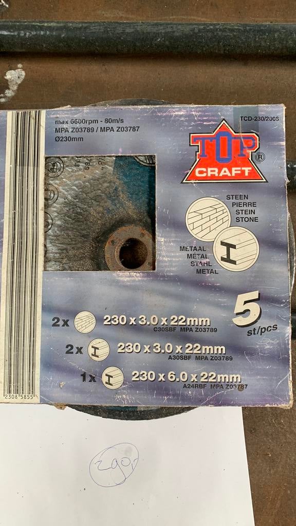 Slijpschijven 230 mm, Doe-het-zelf en Verbouw, Ophalen of Verzenden, Zo goed als nieuw