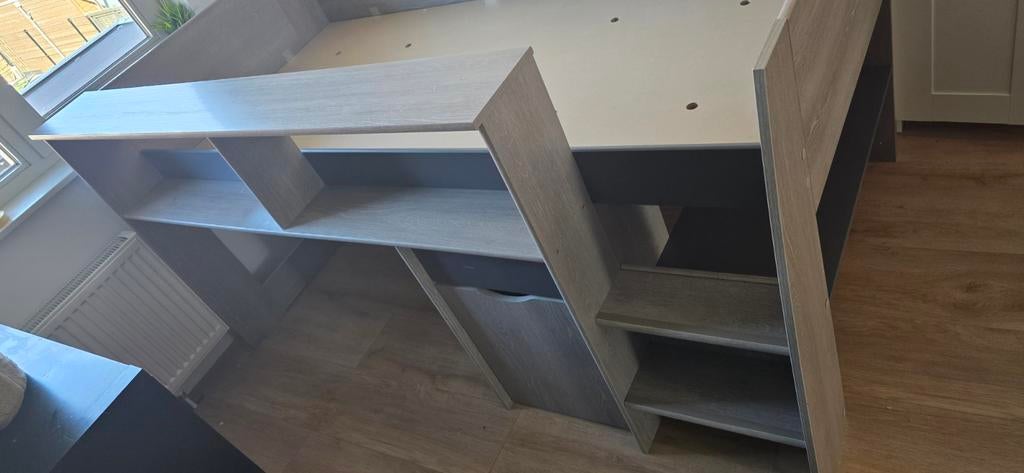 Halfhoogslaper Tempo - vergrijsd eiken/antraciet - 90x200 cm, Ophalen, Halfhoogslaper