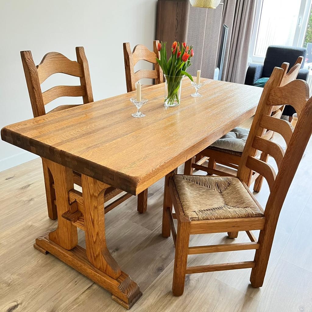 Kloostertafel -Eettafel, Huis en Inrichting, Tafels | Eettafels, Ophalen, Gebruikt, Eikenhout, Kloostertafel