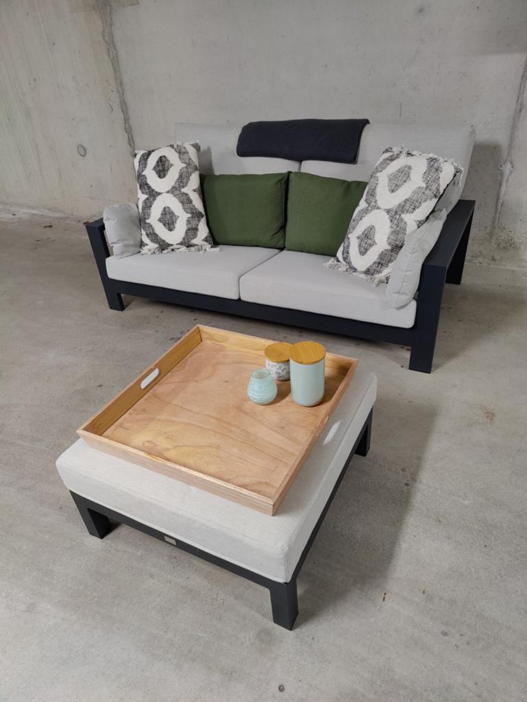 Loungeset tuinbank 2,5-zits 180 cm met voetenbank ZGAN, Ophalen, Bank, Aluminium, Zo goed als nieuw