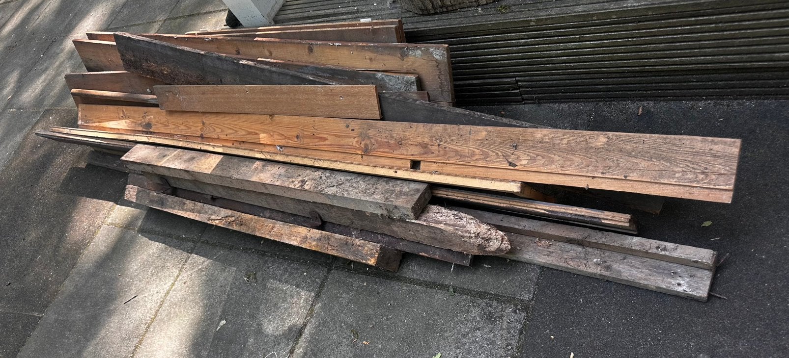 Partijtje Hout , Resthout, stookhout, Tuin en Terras, Palen, Balken en Planken, Ophalen, Gebruikt, Planken, Hardhout