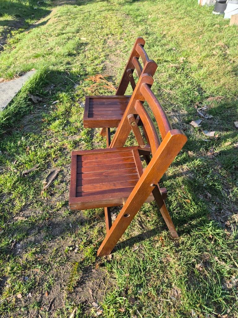 Set van 2 houten inklapbare kinderstoelen, Ophalen, Gebruikt, Twee, Bruin
