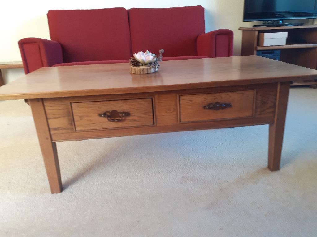 salontafel, Huis en Inrichting, Tafels | Salontafels, Ophalen, Gebruikt, 100 tot 150 cm, Eikenhout