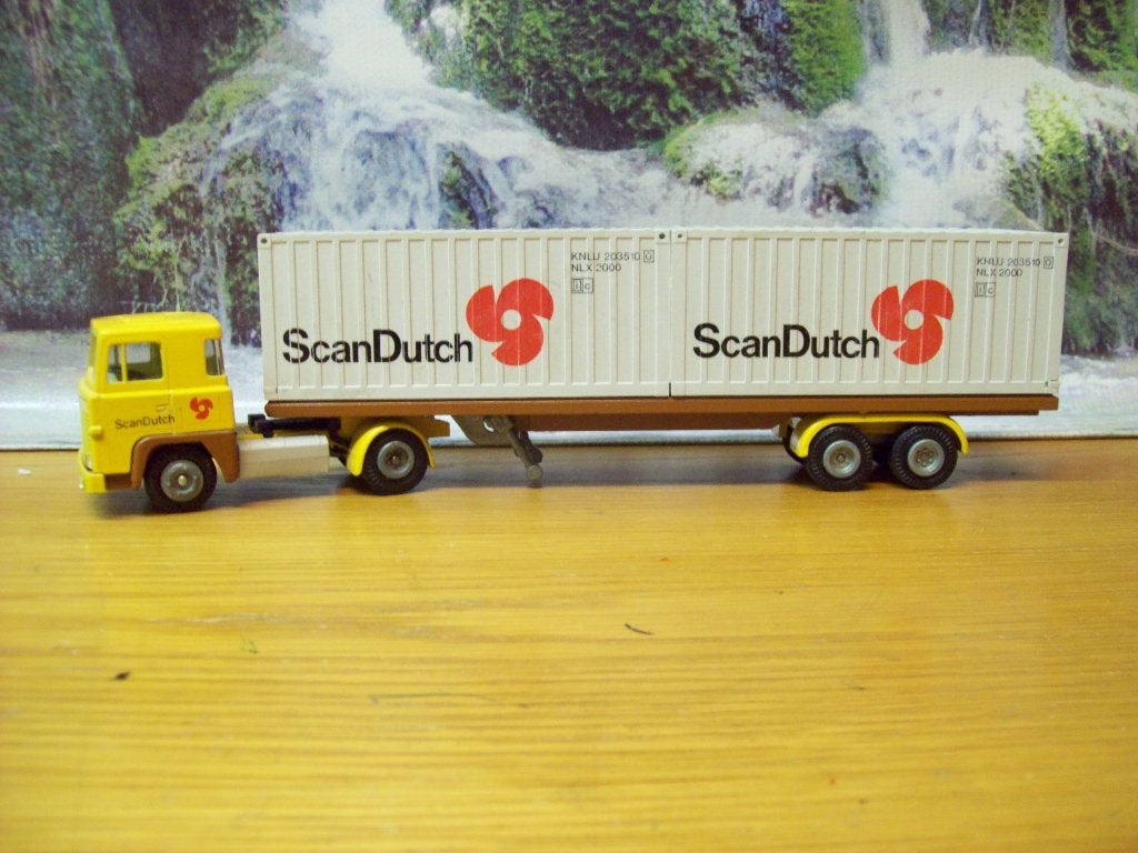 Tekno - Scania 141 - V8 - containertrailer -  ScanDutch, Ophalen of Verzenden, Zo goed als nieuw, Bus of Vrachtwagen, Tekno