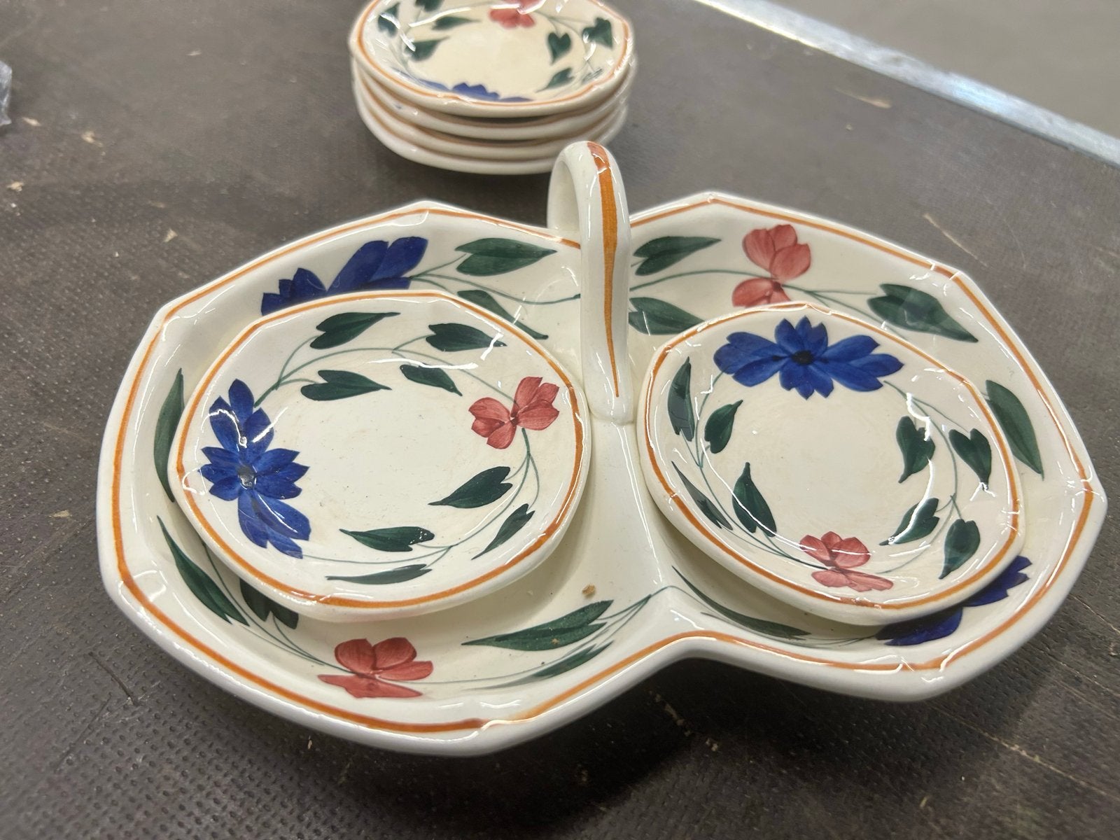Boerenbont Petifourhouder met Schoteltjes Design 418, Gebruikt, Overige typen, Div, Ophalen of Verzenden