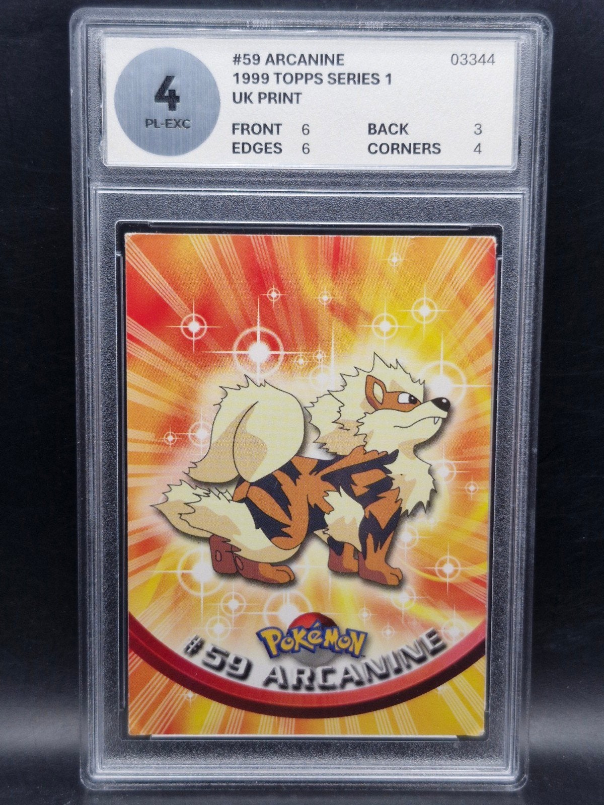 Arcanine 1999 topps Series 1 uk print #59 woetoe grading 4, Verzenden, Gebruikt, Losse kaart