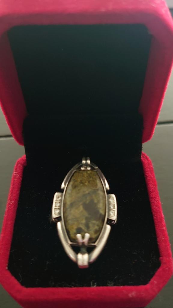 Zilver 925 ring met authentieke jaspis natuursteen, maat 19,, Ophalen of Verzenden