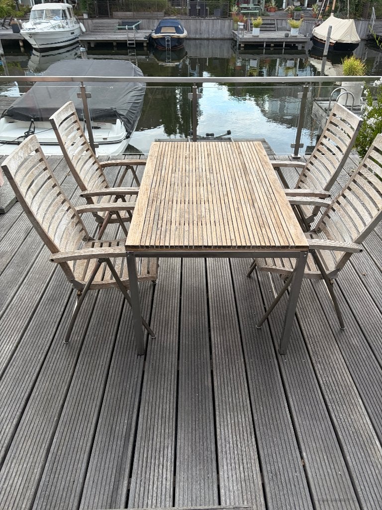 Hardhouten tuinset, Tuin en Terras, Tuinsets en Loungesets, Ophalen, 4 zitplaatsen, Gebruikt, Hardhout