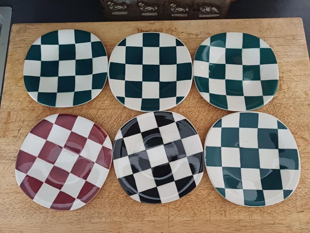 Prachtige Bordjes van Boch Damier blokje ruit, Antiek en Kunst, Verzenden