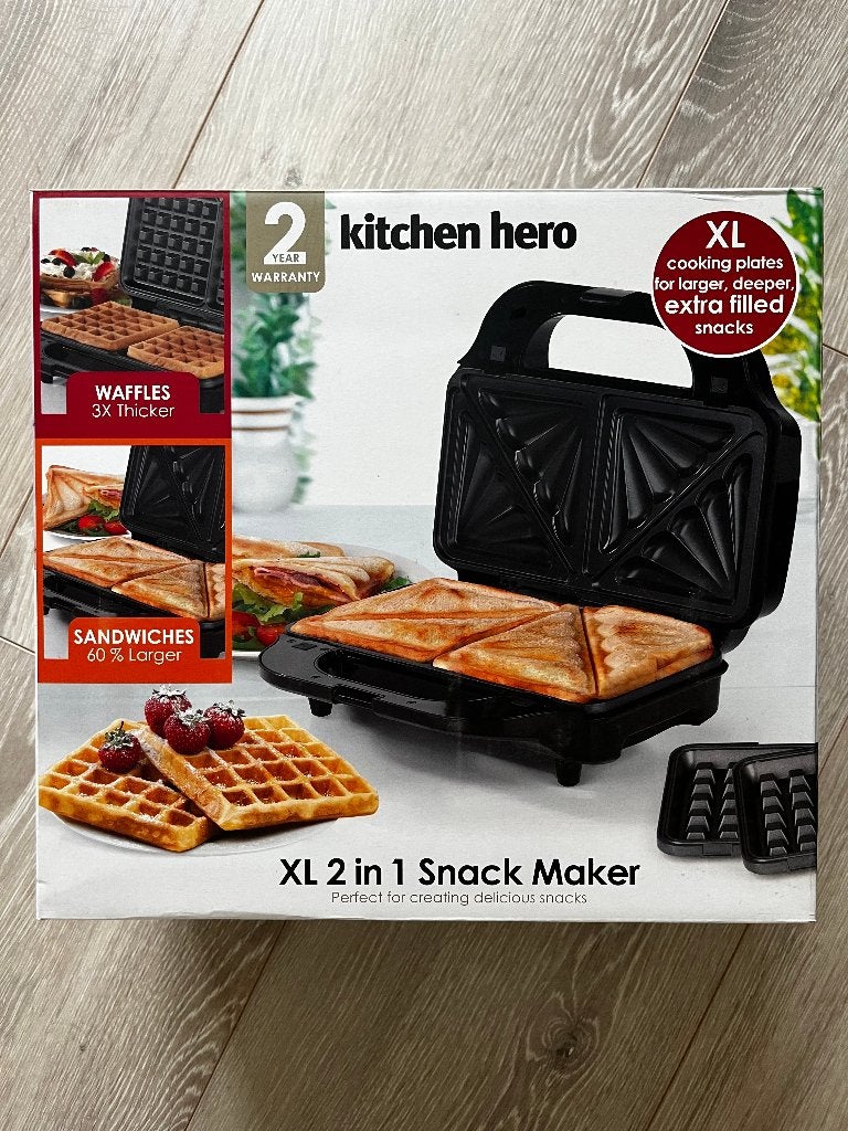 Kitchen Hero XL 2-in-1 Snack Maker - Wafel- en Tosti-ijzer, Ophalen, Uitneembare platen, Zo goed als nieuw