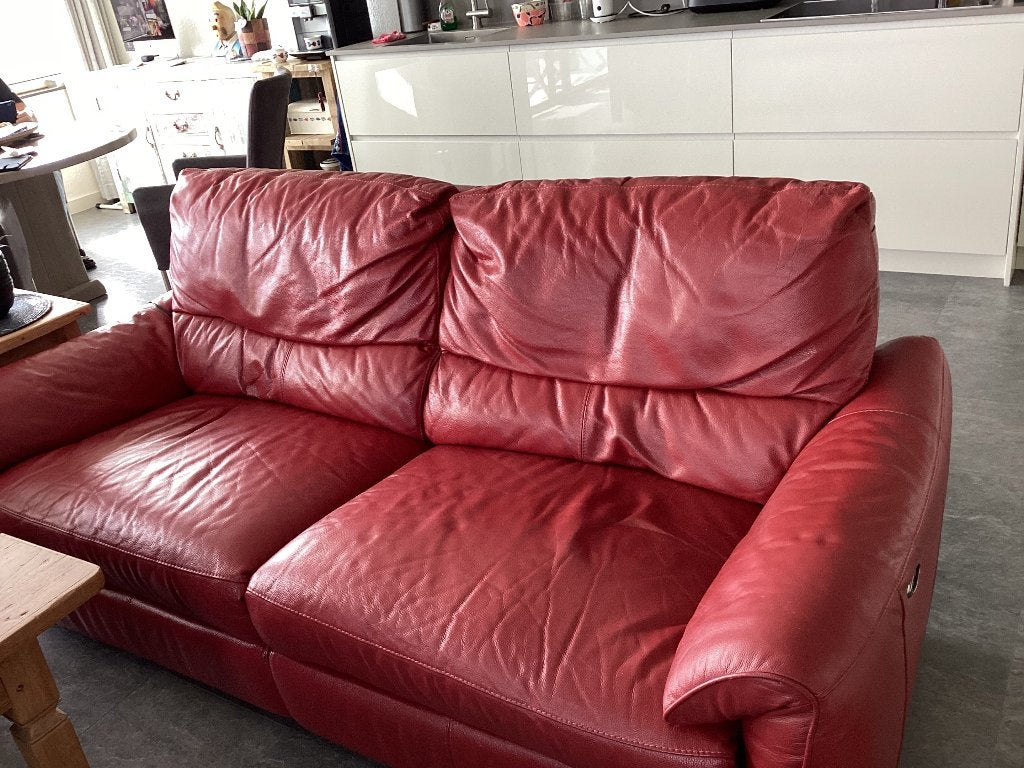 2 sits bank leer. Rood, Ophalen, Gebruikt, Driepersoons, Rechte bank