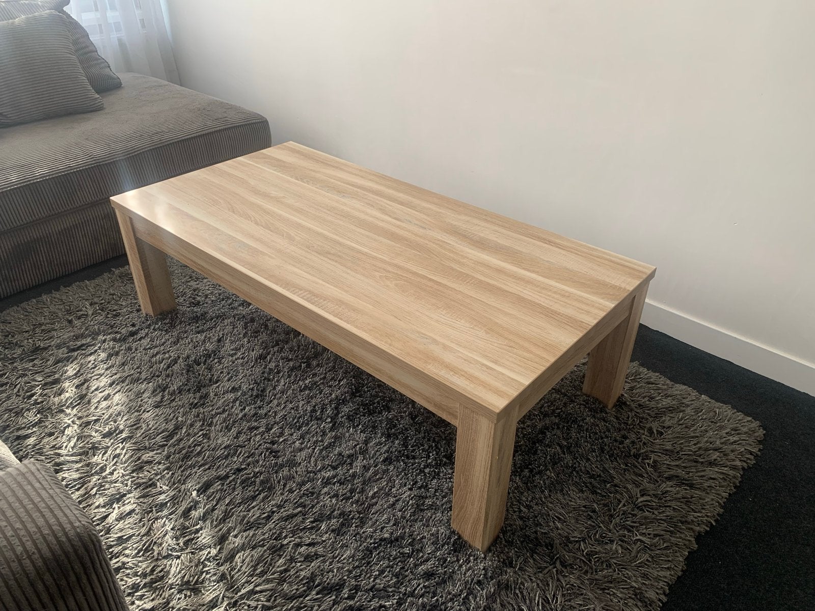 Salontafel houtkleur 135x68 cm, Ophalen, 100 tot 150 cm, 50 tot 100 cm, Zo goed als nieuw