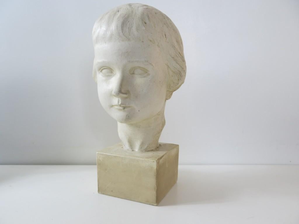 plaasteren kinderkopje hoofd sculptuur Bert servaes 1945, Antiek en Kunst, Ophalen of Verzenden