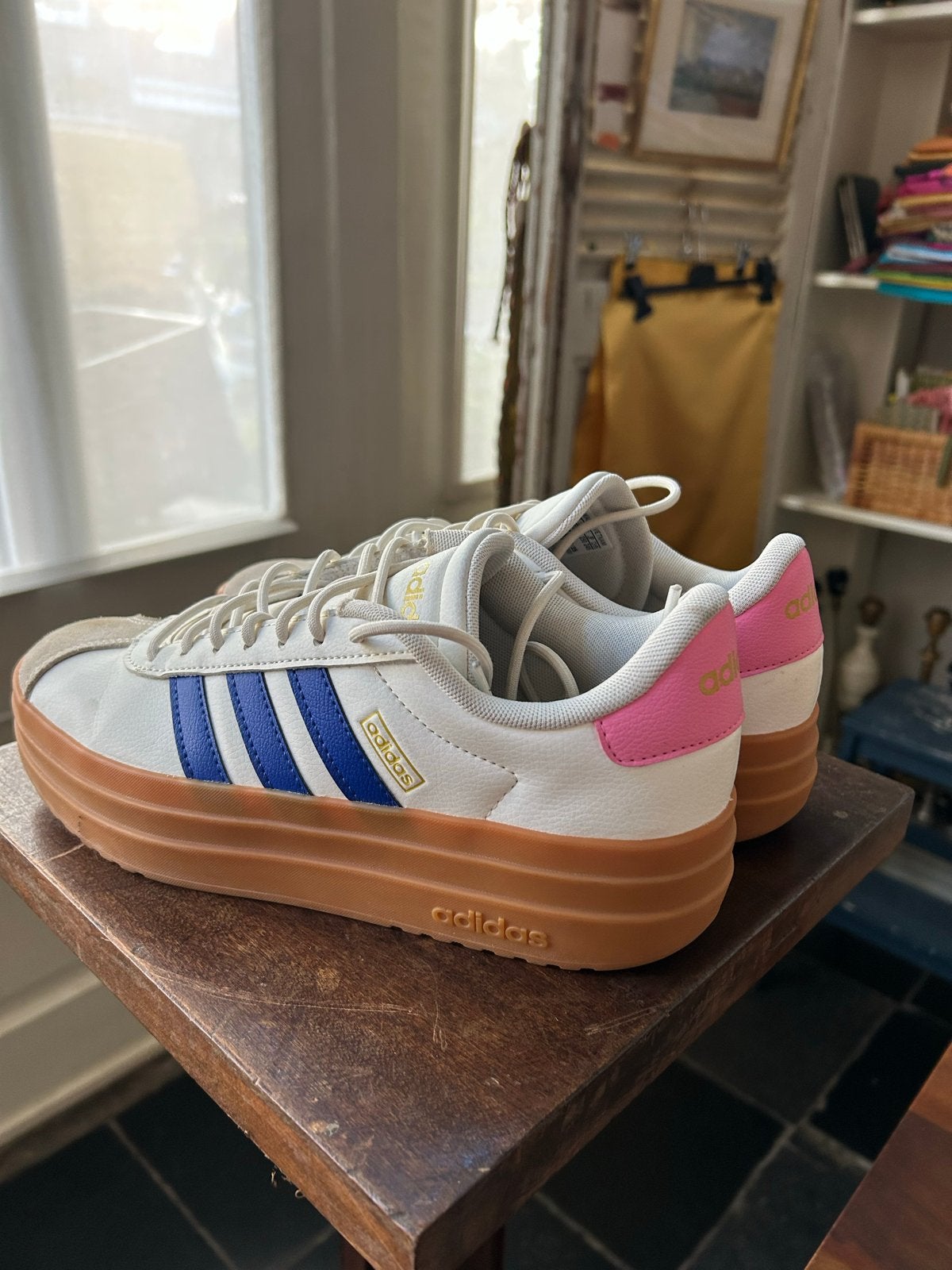 Adidas leren sneakers maat 8 US, Ophalen, Gedragen, Wit, Sneakers of Gympen