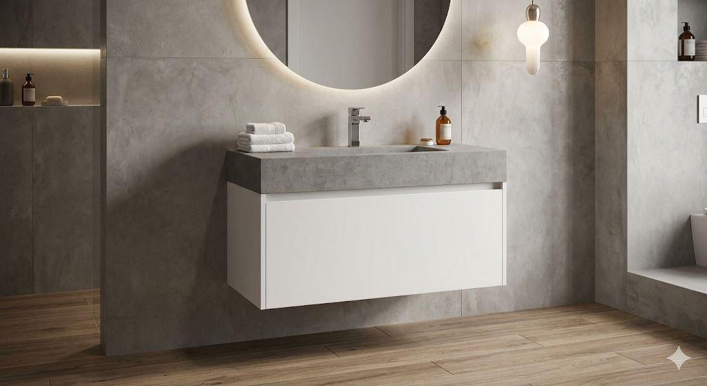 NIEUW badkamermeubel + beton wastafel + kraan (complete set), Huis en Inrichting, Badkamer | Badkamermeubels, Ophalen, Nieuw, 50 tot 100 cm