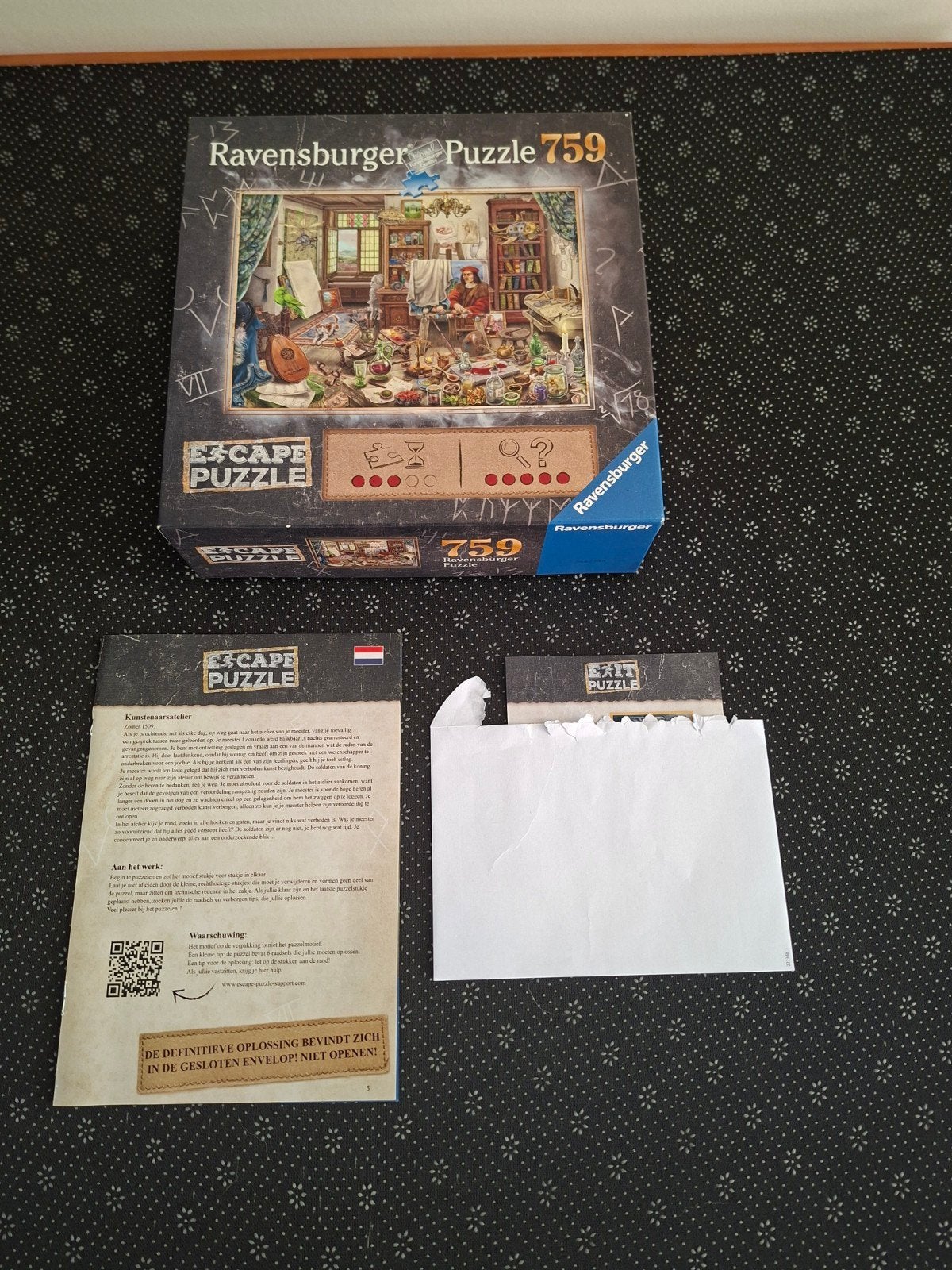 Ravensburger Escape Puzzel Kunstenaars atelier, Ophalen, 500 t/m 1500 stukjes, Zo goed als nieuw