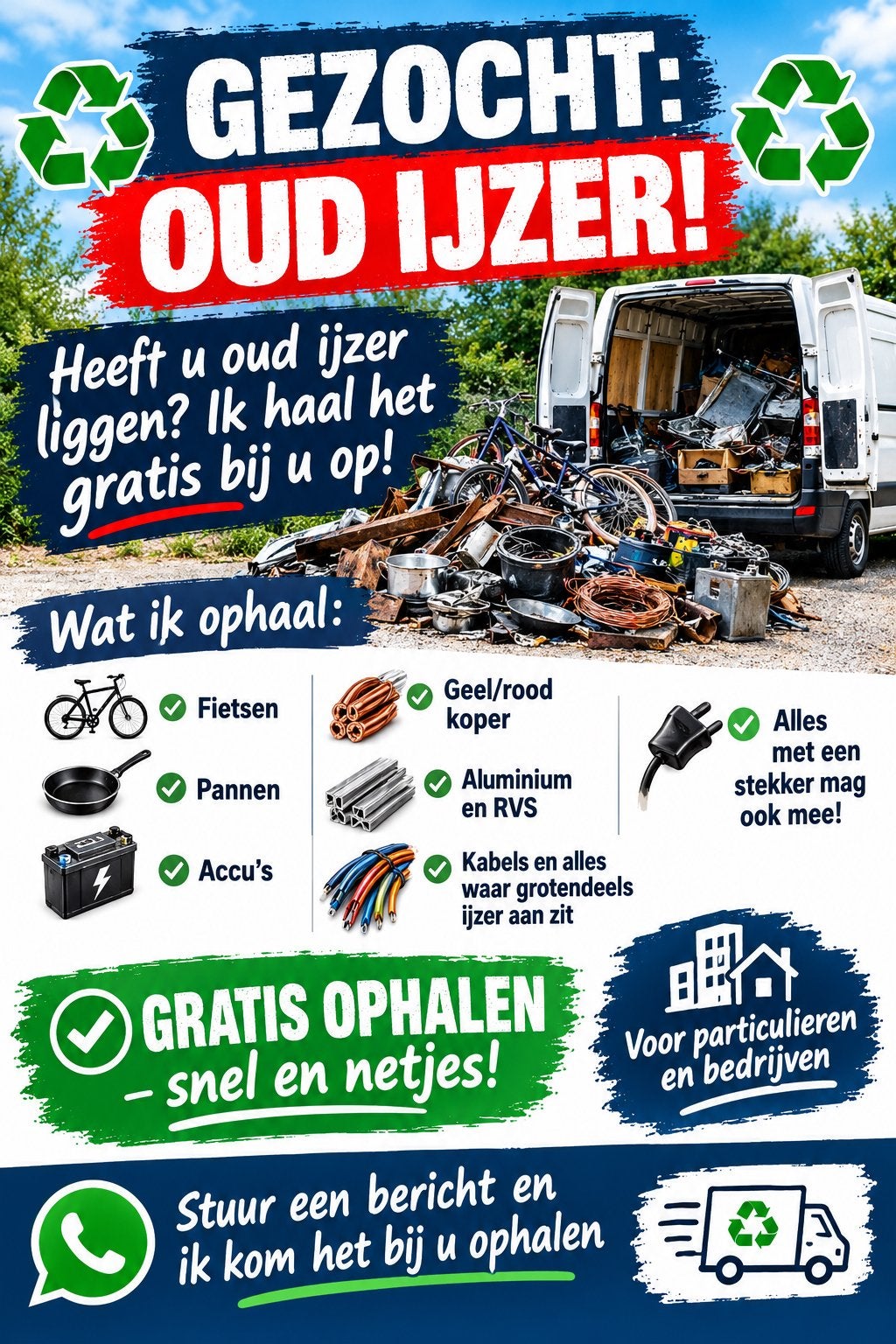 Gratis Ophalen van Oud IJzer en Metalen, Ophalen