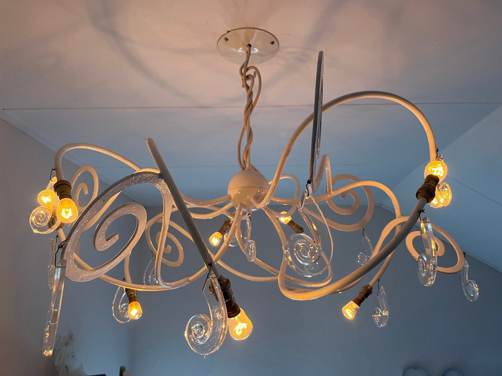 Kroonluchter hanglamp design uniek Maroeska Metz Octopus wit, Ophalen, Zo goed als nieuw, Glas, Design