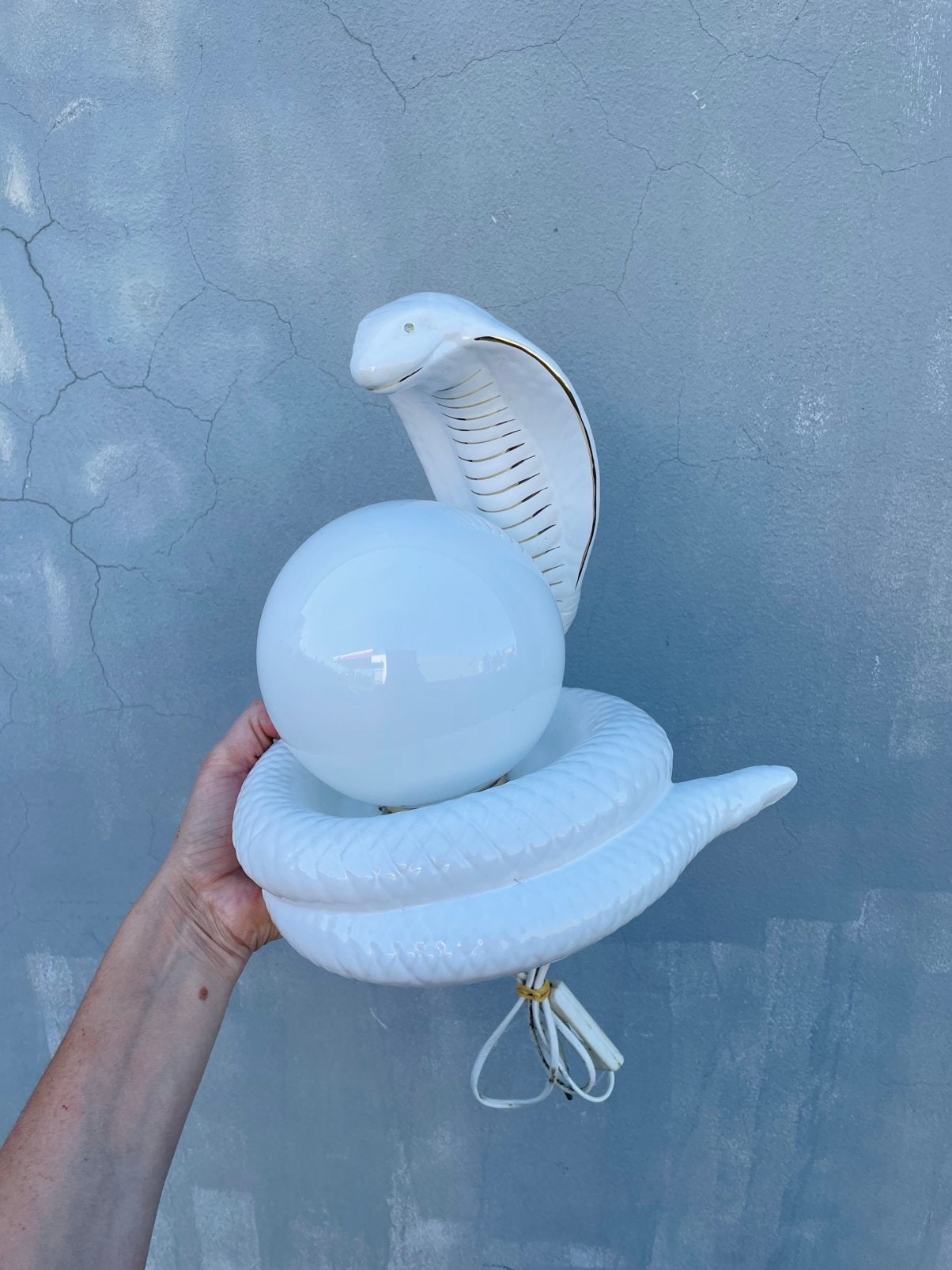 1970’s COBRA SNAKE Porseleinen Lamp, Huis en Inrichting, Lampen | Tafellampen, Ophalen of Verzenden, Zo goed als nieuw, Overige materialen
