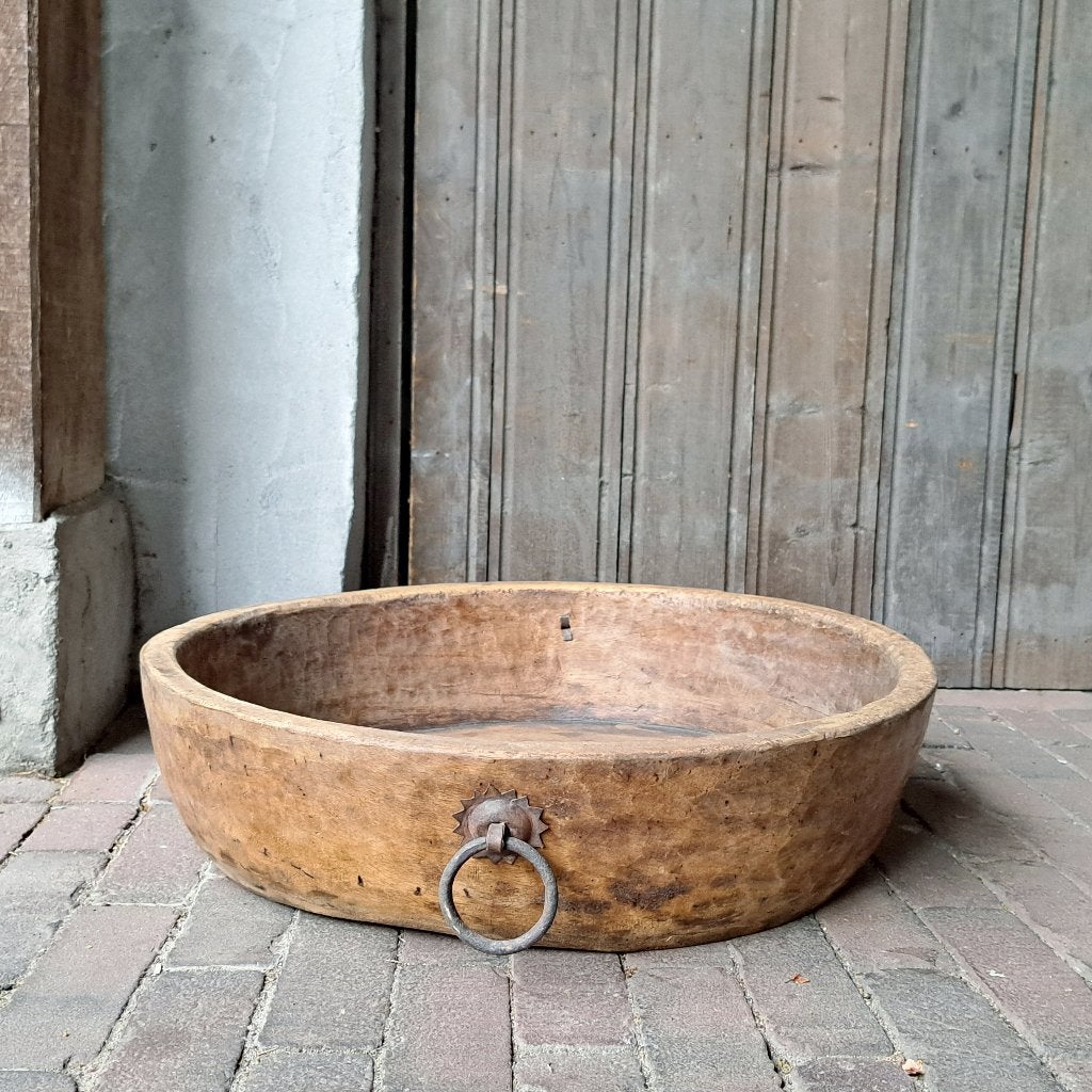 Landelijke houten bak schaal olijfbak XL met 2 ringen Etage3, ., Ophalen of Verzenden, Zo goed als nieuw, .