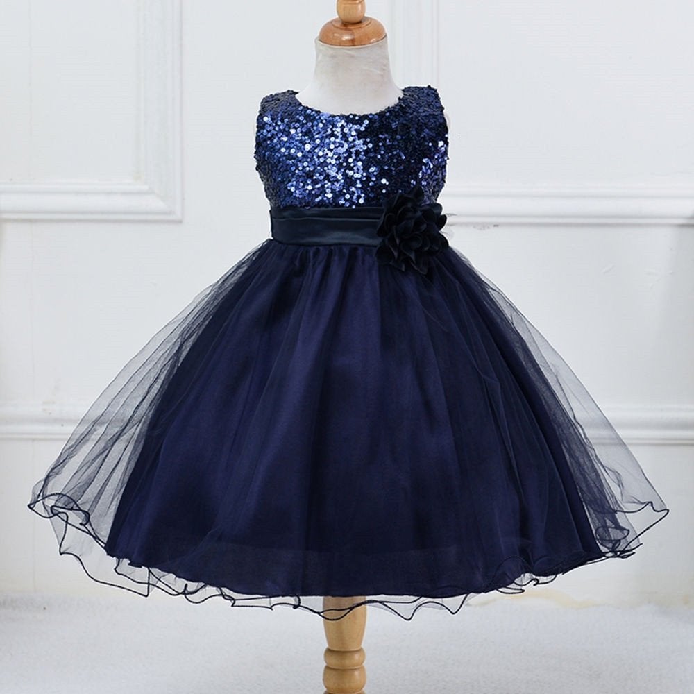 Donker blauwe glitter meisjes jurk meisje kinder prinsessen, Verzenden, Nieuw, 110 t/m 116, Meisje