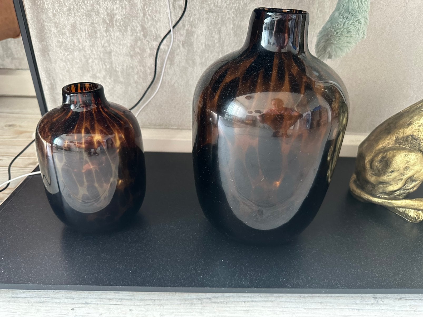 Luipaard glas vazen set, Ophalen, Zo goed als nieuw, Glas