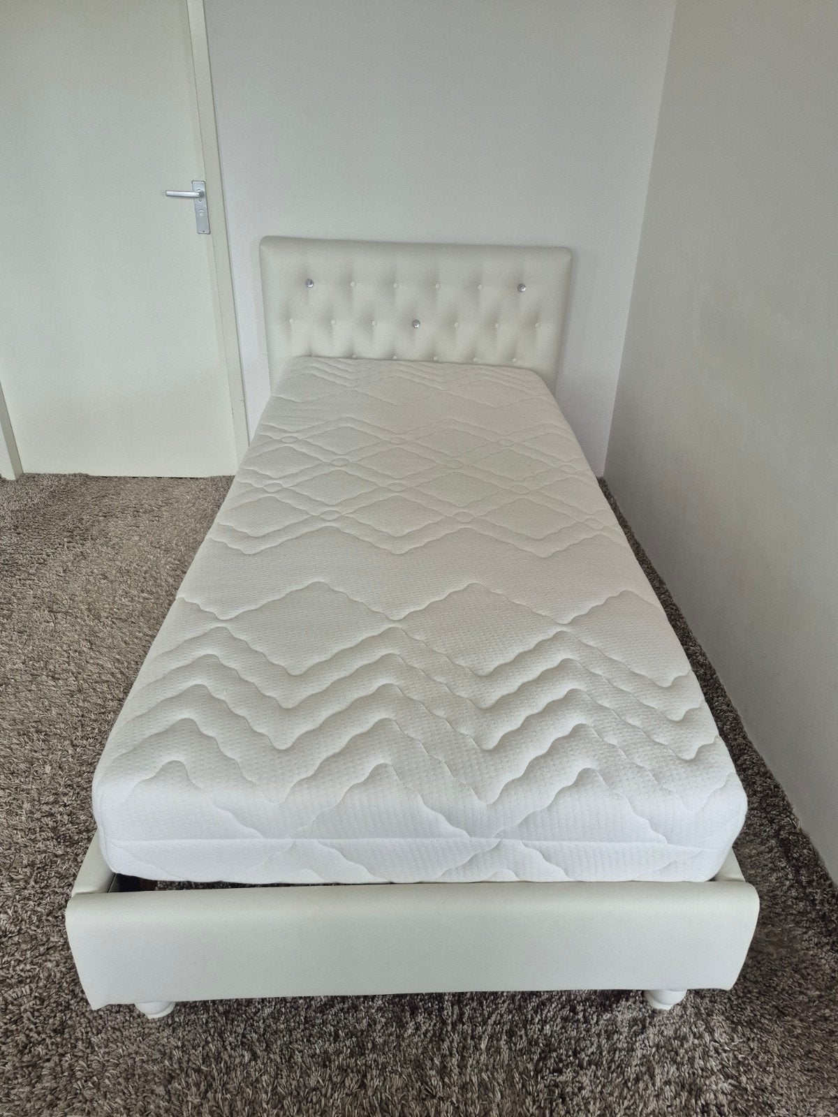 bed een persoon, Ophalen, 90 cm, Eenpersoons, Wit