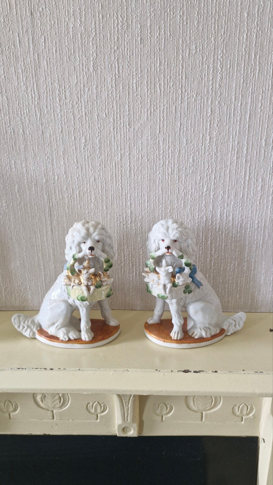 Set van 2 Vintage Porseleinen Spaniel Honden Beeldjes, Ophalen of Verzenden