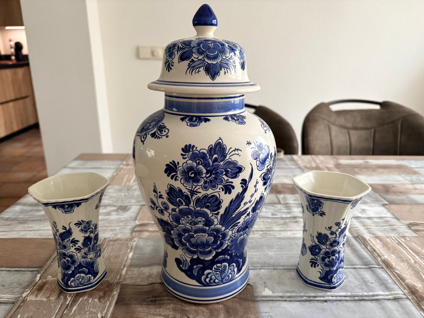 Delftsblauw kaststel 3-delig – Flora Keramiek – Holland, Ophalen