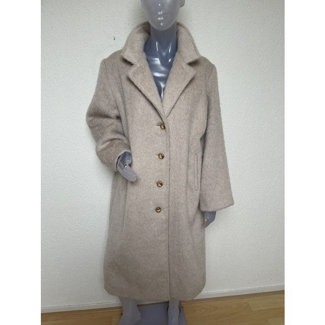 Marccain vintage wollen gevoerde mantel - EU 42, Kleding | Dames, Verzenden, Gedragen, Maat 42/44 (L), Beige