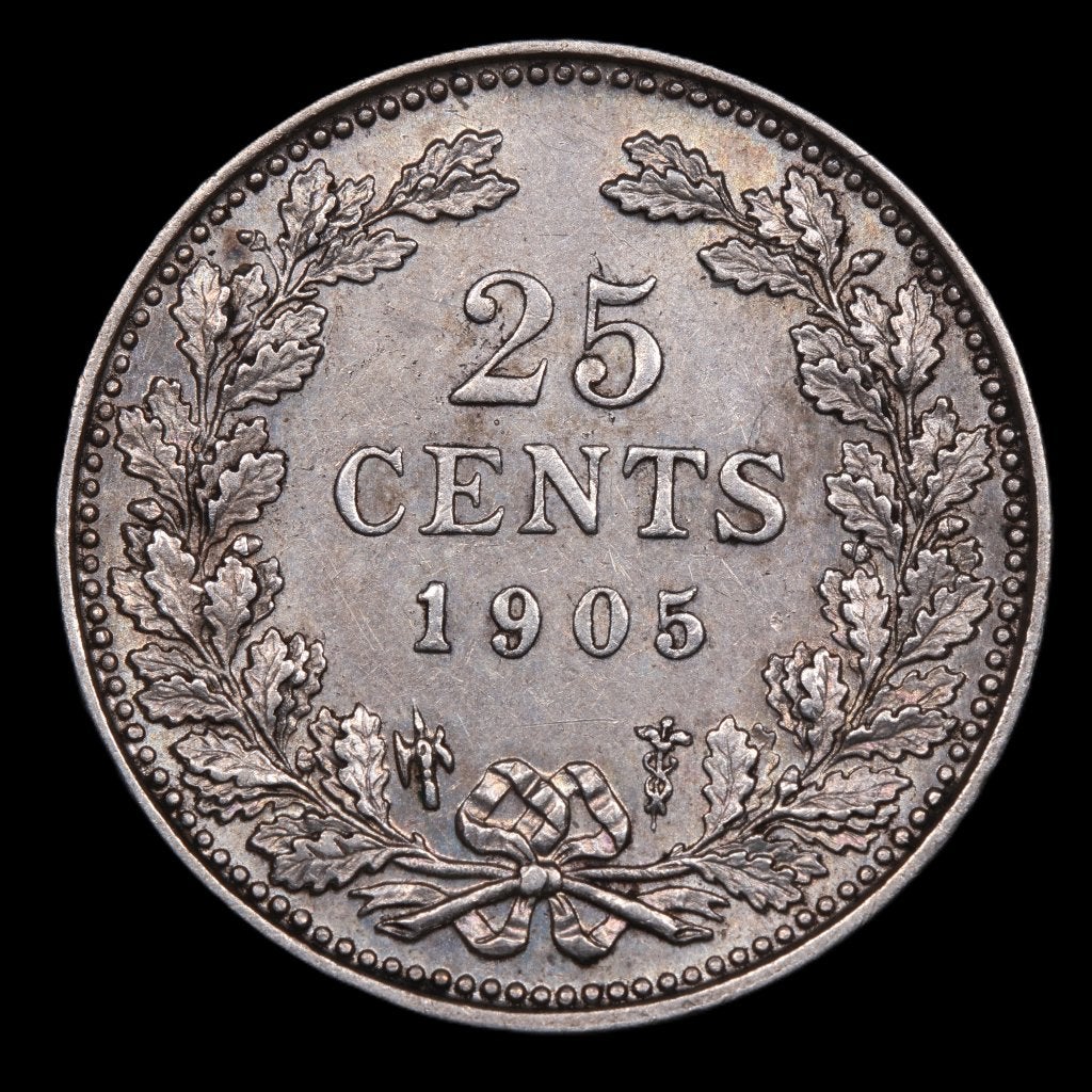 25 cent 1905. Pr., Zilver, 25 cent, Ophalen of Verzenden, Koningin Wilhelmina