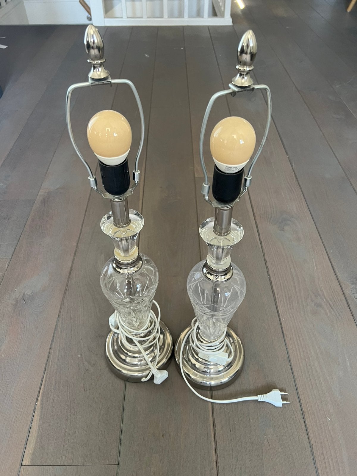 Set van 2 klassieke tafellampen – E27 – zonder kappen, Ophalen of Verzenden, Glas
