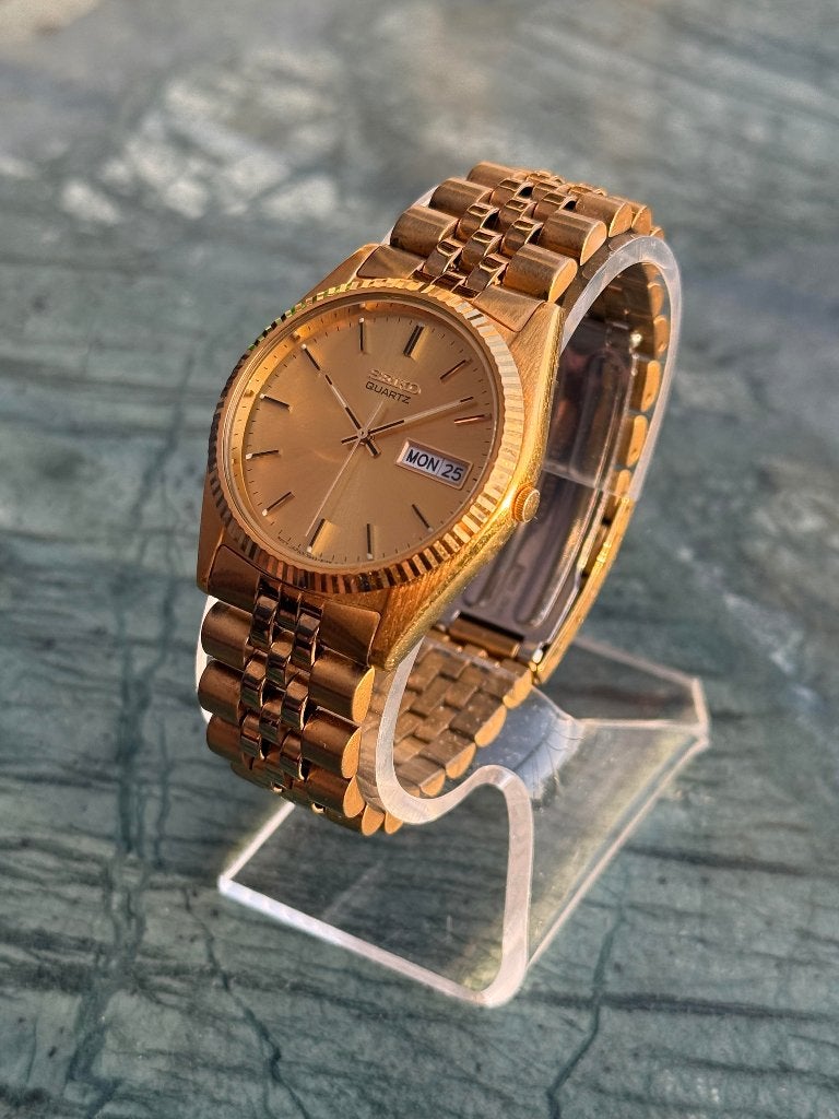 Seiko SGF206 Vintage Goudkleurige Quartz Datejust 36MM, Sieraden, Tassen en Uiterlijk, Horloges | Heren, Ophalen, Gebruikt, Polshorloge