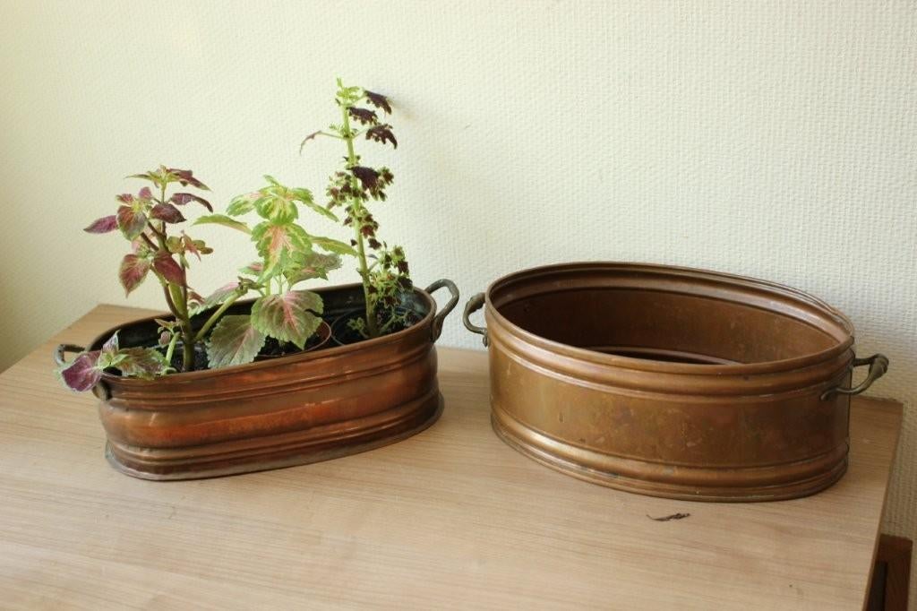 Vintage messing koperen bloempot, Antiek en Kunst, Antiek | Koper en Brons, Ophalen of Verzenden