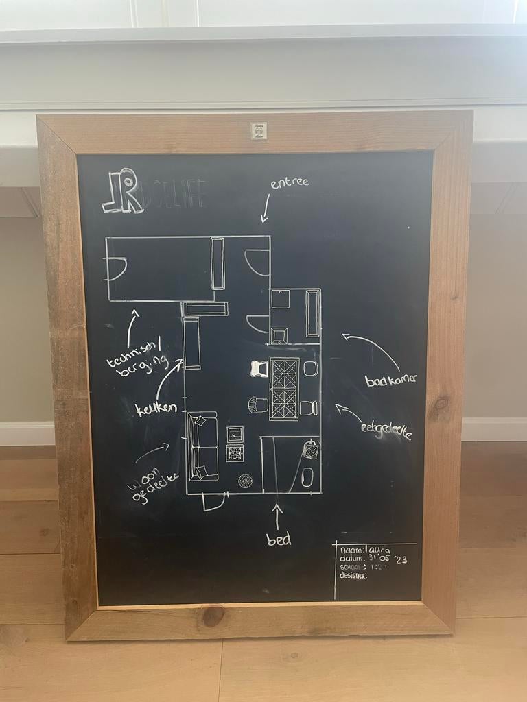 Mooi krijtbord van Riviera Maison met ophangsysteem, Ophalen, Gebruikt, Hout, Landelijk