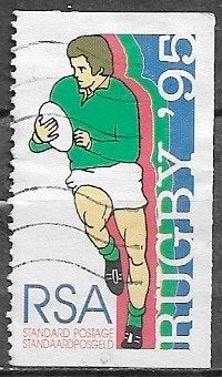 ZUID-AFRIKA Stand.Postage zegel World Cup Rugby 1995, Verzenden, Gestempeld, Sport