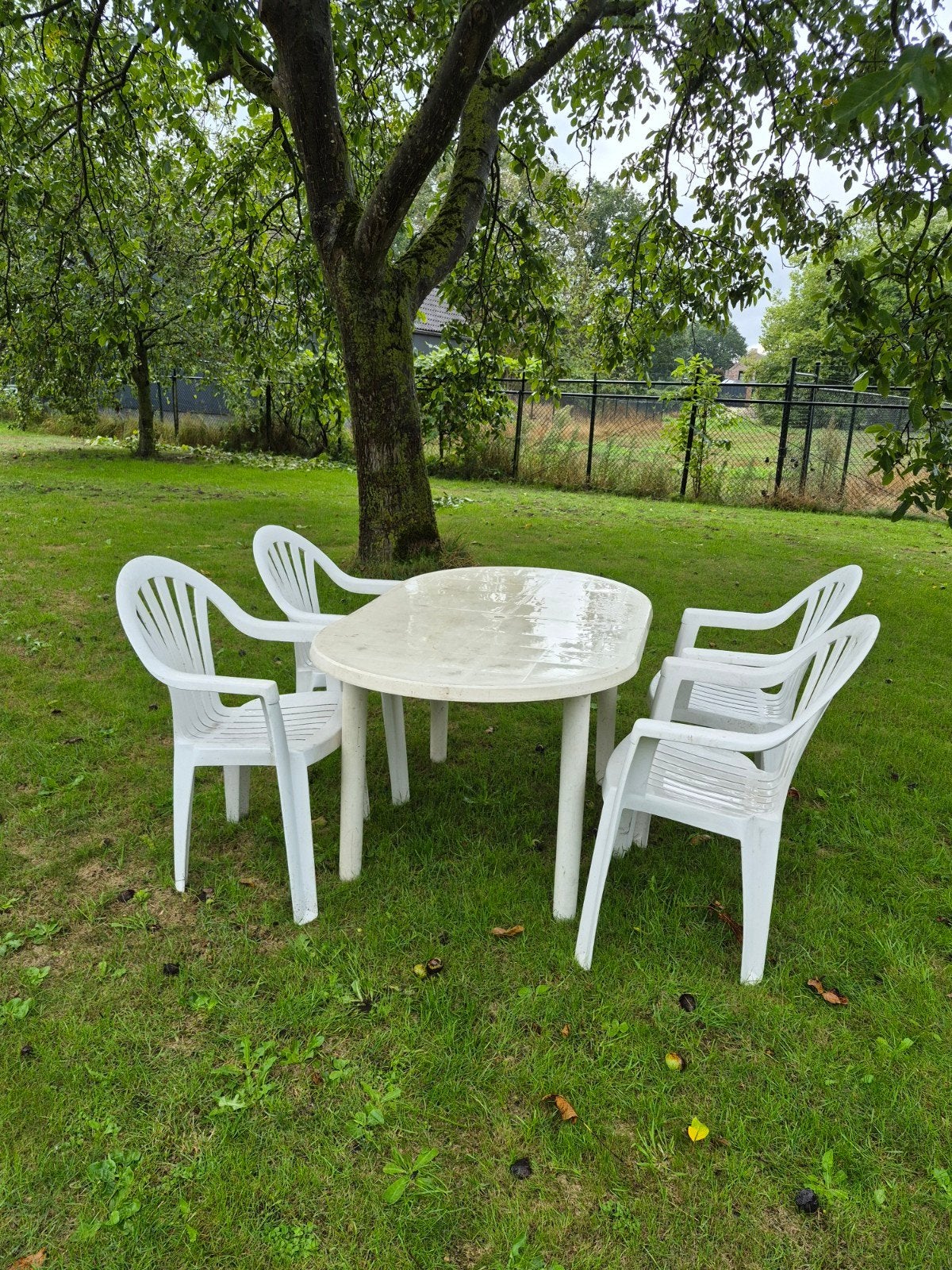 Tuinset met tafel (150x90) en 4 stoelen - Gebruikt, Tuin en Terras, Ophalen