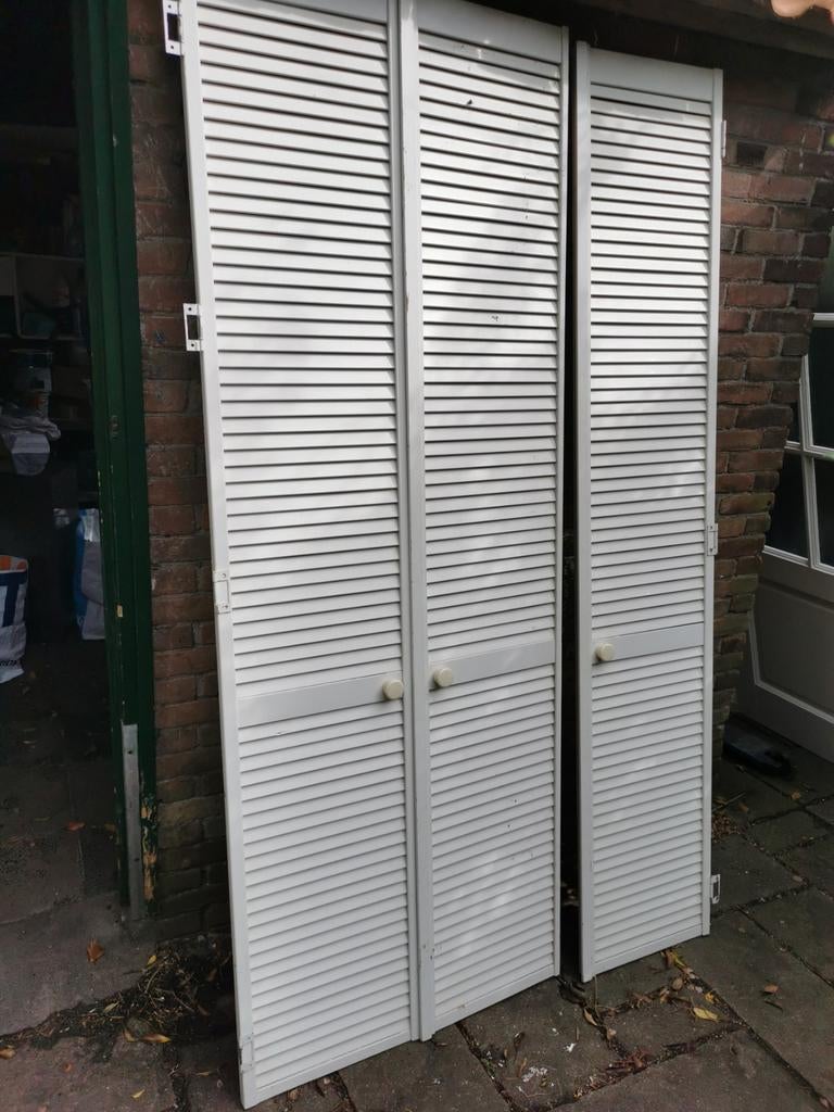 Witte vouwdeuren met lamellen, Ophalen, Gebruikt, Binnendeur, 200 tot 215 cm