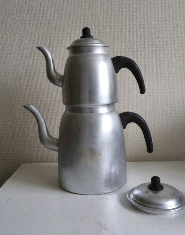 Vintage turkse theepotten, alluminium, Ophalen