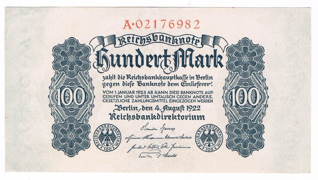 100 mark 1922, Verzenden, Duitsland, Los biljet