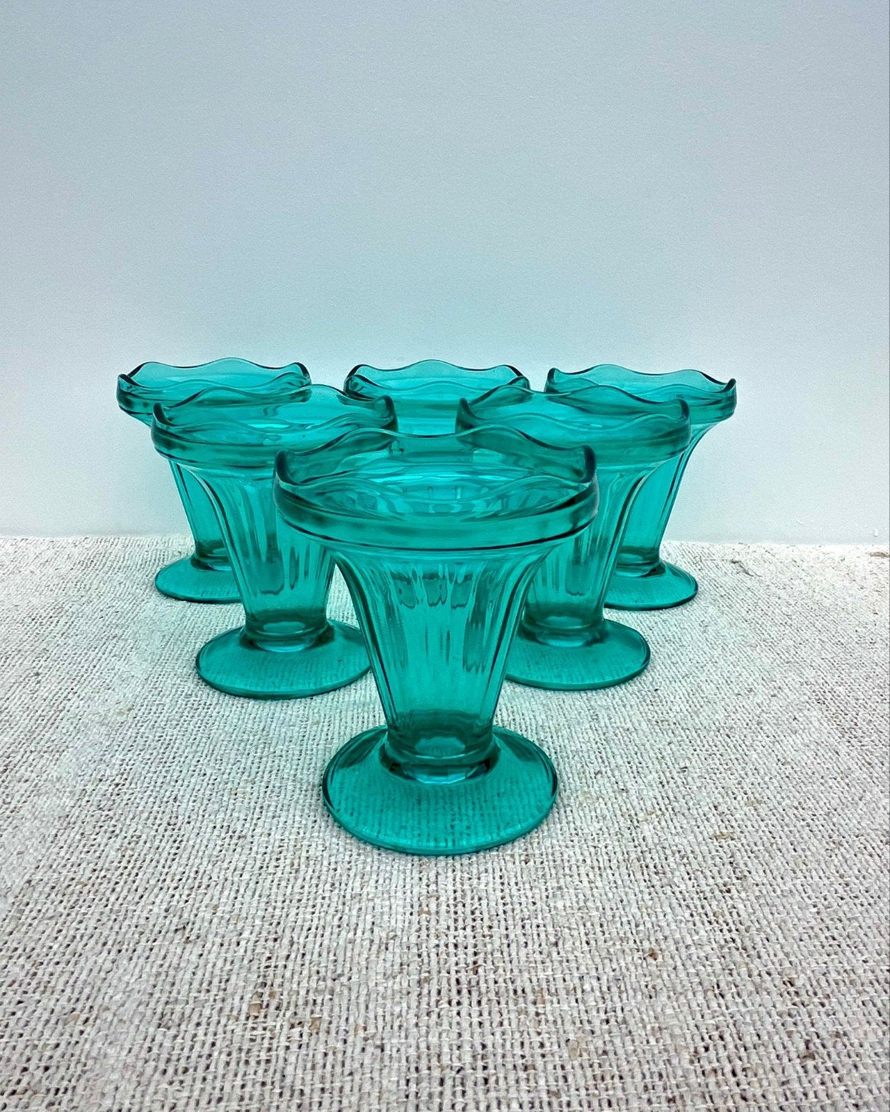 Vintage dessertglazen ijscoupes oceaanblauw, Verzamelen, Ophalen of Verzenden, X, X, X
