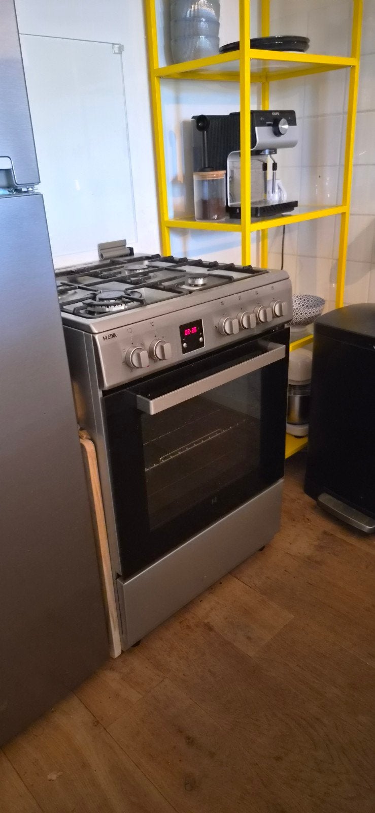 ETNA FGV460RVS gasfornuis met elektrische oven – RVS, Witgoed en Apparatuur, Fornuizen, Ophalen, 4 kookzones, Zo goed als nieuw