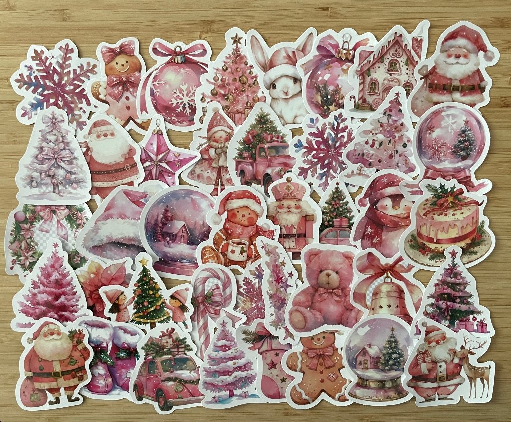 Kerst roze stickers, Verzenden, Nieuw, Meerdere stickers