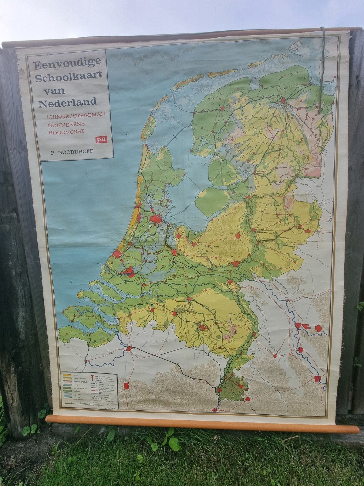 Vintage Schoolkaart Nederland - P. Noordhoff, Ophalen, Aardrijkskunde