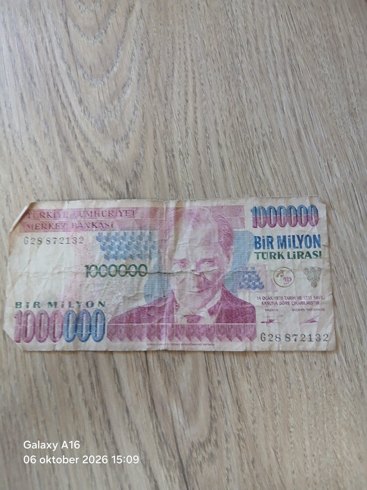 Turkse 1.000.000 Lira biljet - Zeldzaam verzamelobject, Ophalen of Verzenden, Overige landen, Los biljet