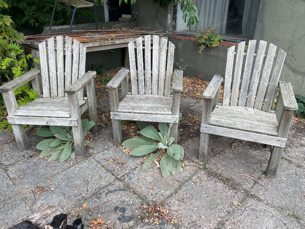 Tuinstoelen hout - 3x, Tuin en Terras, Ophalen, Gebruikt, Hout