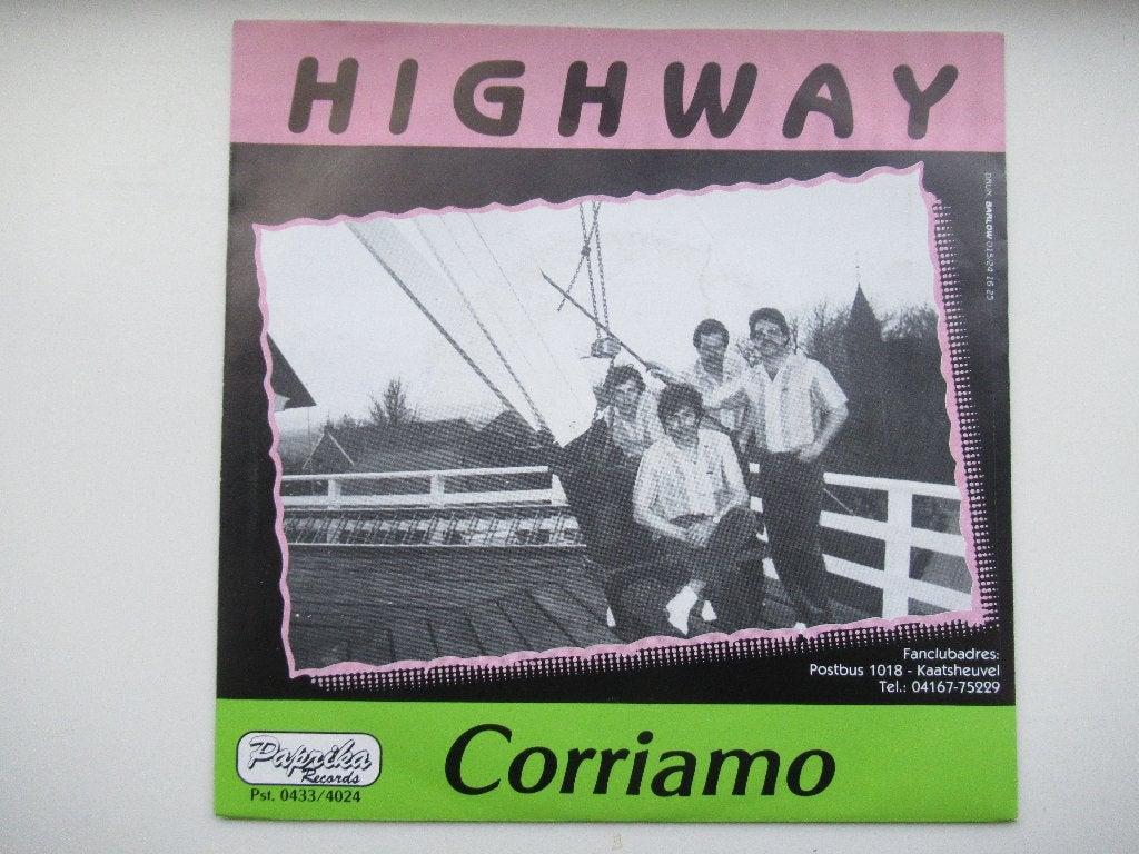 HIGHWAY # CORRIAMO / IK BEN ZO ALLEEN., Cd's en Dvd's, Vinyl | Nederlandstalig, Fotohoes, 7 inch, Ophalen of Verzenden, Zo goed als nieuw