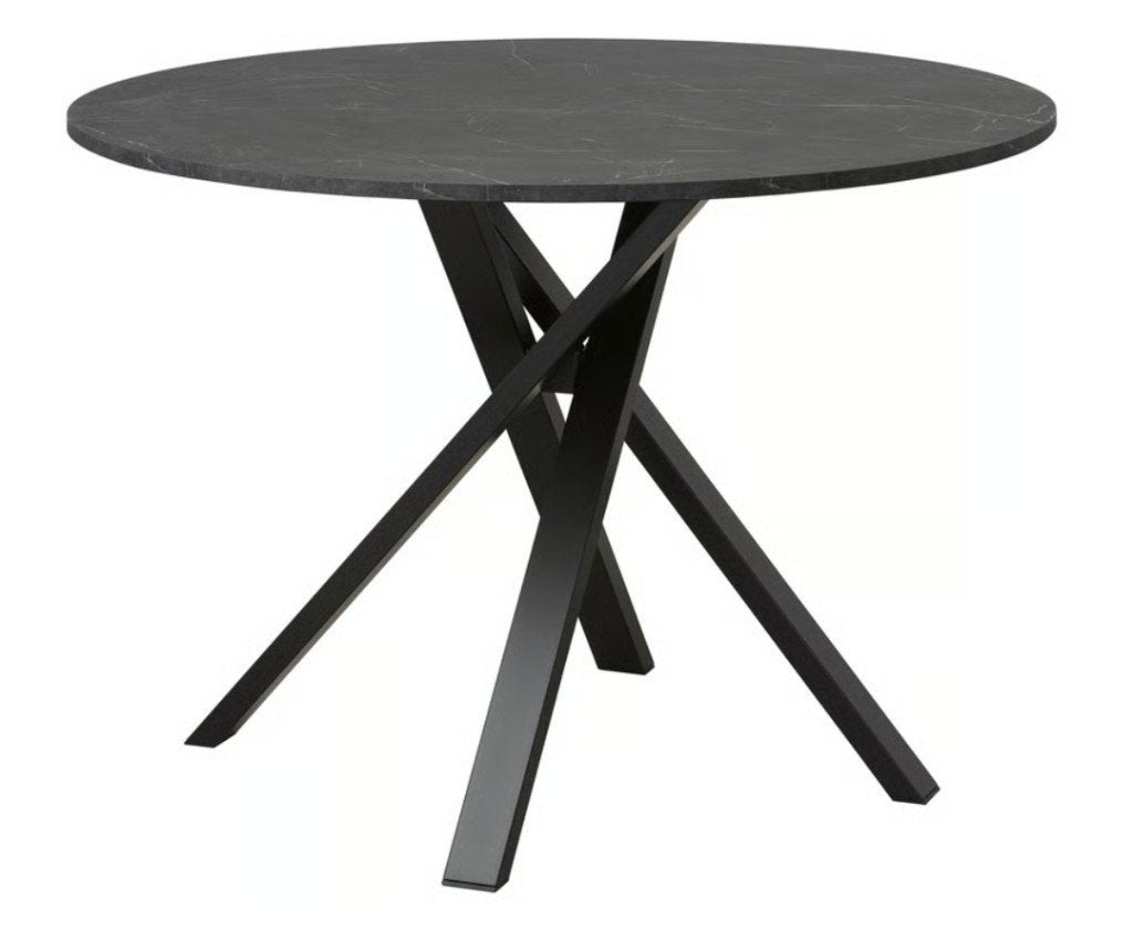 Ronde eettafel 105 cm – zwart marmerlook – als nieuw, Huis en Inrichting, Tafels | Eettafels, Ophalen, Rond, Zo goed als nieuw