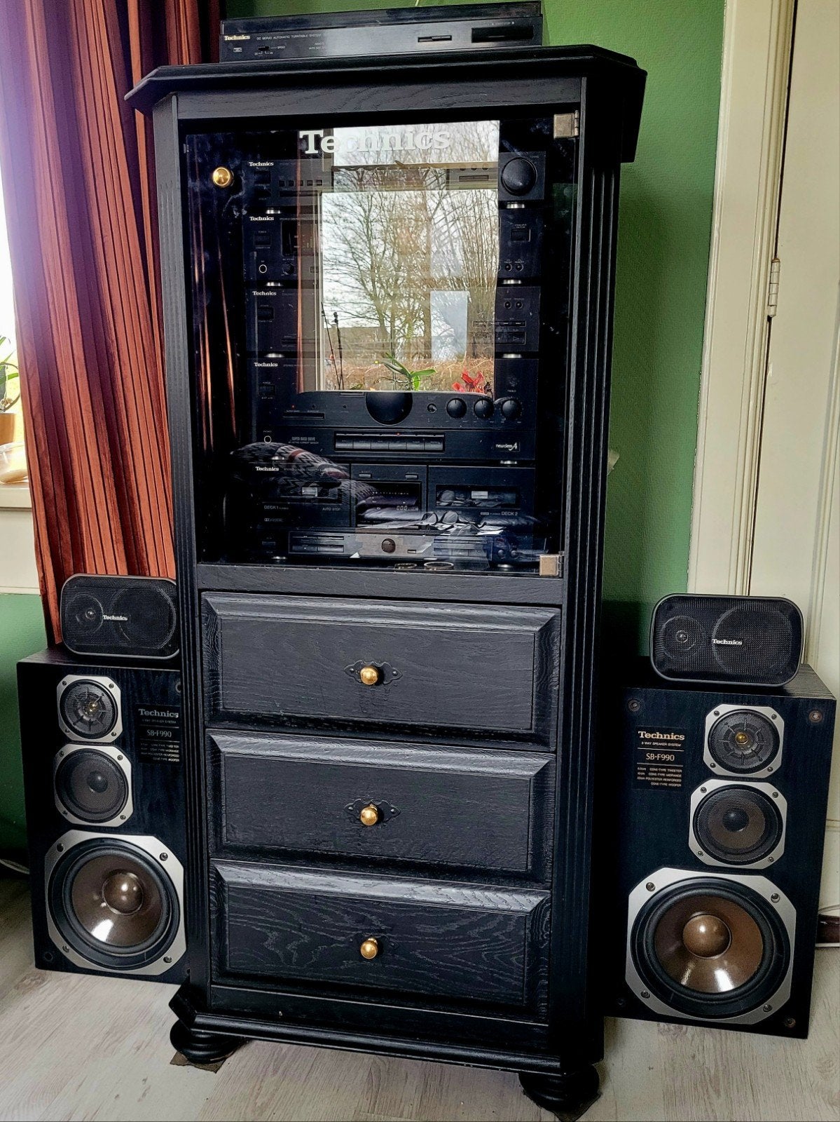stereo kast stereo meubel, Ophalen, 100 tot 150 cm, Overige houtsoorten, 50 tot 100 cm