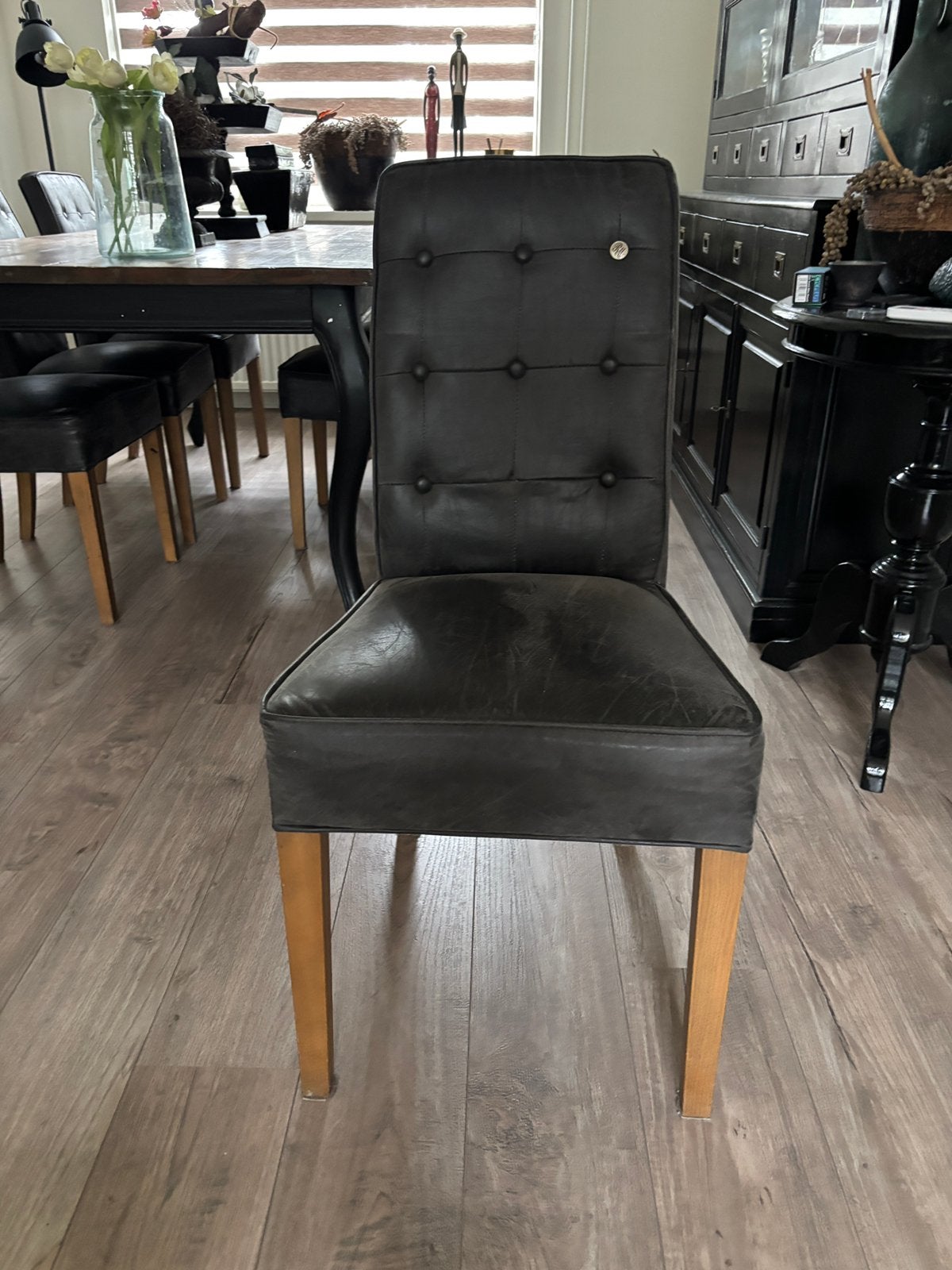 Eetkamer stoelen Rivièra Maison Cape Breton, Ophalen, Gebruikt, Leer, Landelijk